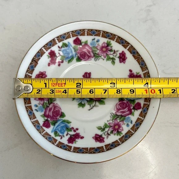 Vintage Demitasse Espresso Tea Cup Saucer Floral Rose Gold Trim Cottagecore - Picture 4 of 12